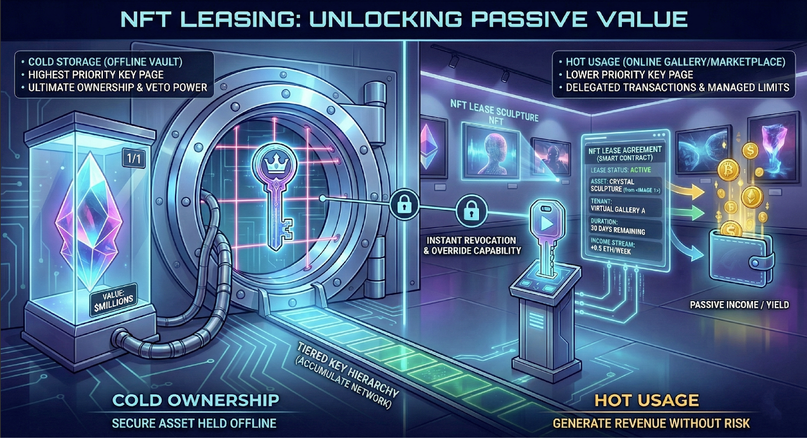 Cold Keys, Hot Rights Secure NFT Leases